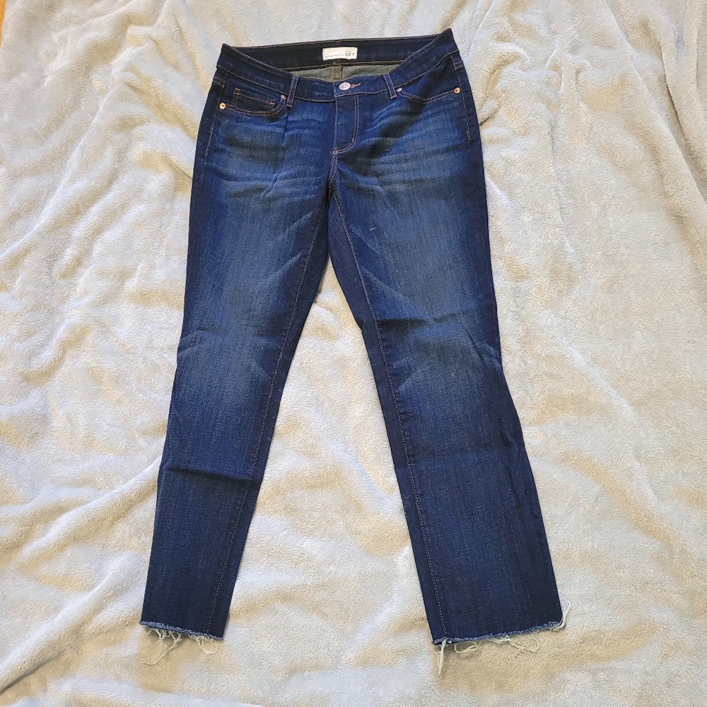 LOFt Curvy Straight Frayed Hem Jeans